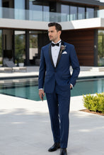 "Sleek" Blue 1-Button Shawl Tuxedo (2-Piece Set)