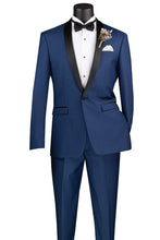 Vinci "Sleek" Blue 1-Button Shawl Tuxedo (2-Piece Set)