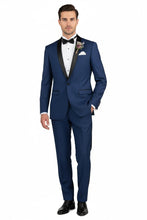 Vinci "Sleek" Blue 1-Button Shawl Tuxedo (2-Piece Set)