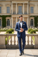 Vinci "Sleek" Blue 1-Button Shawl Tuxedo (2-Piece Set)