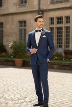 Vinci "Sleek" Blue 1-Button Shawl Tuxedo (2-Piece Set)