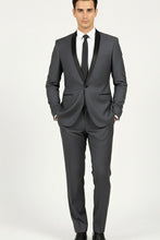 Vinci "Sleek" Grey 1-Button Shawl Tuxedo (2-Piece Set)