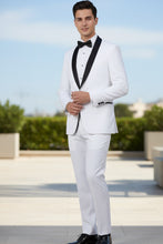 Vinci "Sleek" White Vinci 1-Button Shawl Tuxedo (2-Piece Set)