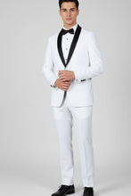 Vinci "Sleek" White Vinci 1-Button Shawl Tuxedo (2-Piece Set)
