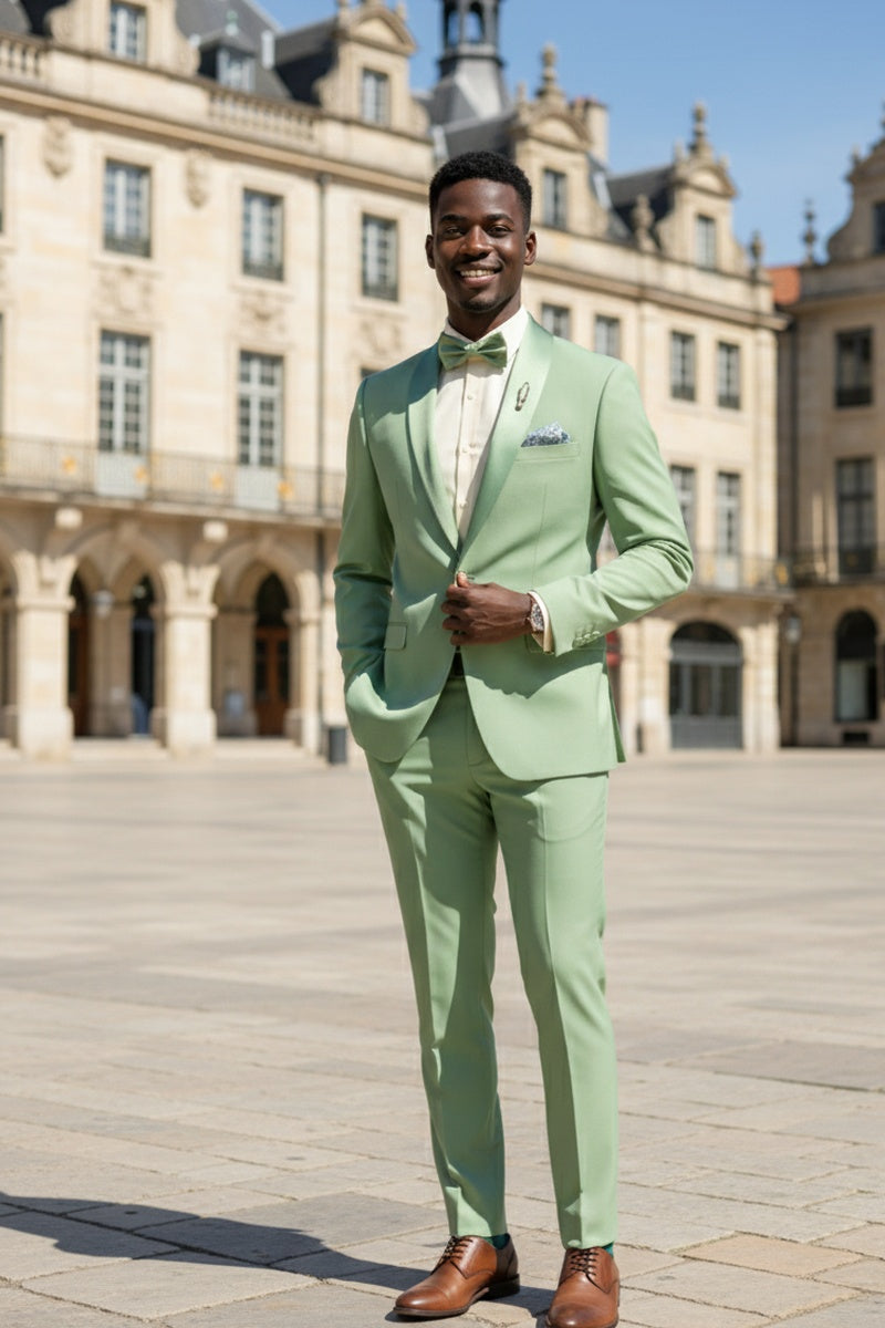 Vinci "Spectrum" Sage 1-Button Shawl Tuxedo (3-Piece Set)