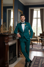 "Spectrum" Teal 1-Button Shawl Tuxedo (3-Piece Set)