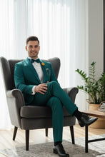 "Spectrum" Teal 1-Button Shawl Tuxedo (3-Piece Set)