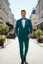 "Spectrum" Teal 1-Button Shawl Tuxedo (3-Piece Set)