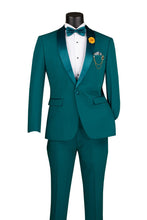 Vinci "Spectrum" Teal 1-Button Shawl Tuxedo (3-Piece Set)