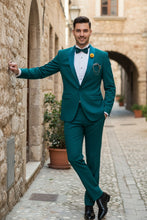 Vinci "Spectrum" Teal 1-Button Shawl Tuxedo (3-Piece Set)