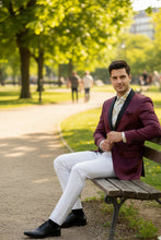 "Stretch Sateen" Wine Tuxedo Jacket (Separates)