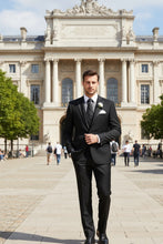 Vinci "Syracuse" Black Vinci 2-Button Notch Tuxedo (3-Piece Set)