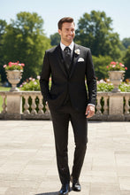 Vinci "Syracuse" Black Vinci 2-Button Notch Tuxedo (3-Piece Set)