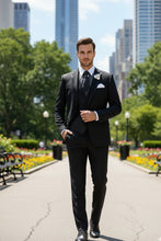 Vinci "Syracuse" Black Vinci 2-Button Notch Tuxedo (3-Piece Set)