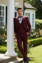 "Syracuse" Burgundy Vinci 2-Button Notch Tuxedo (3-Piece Set)