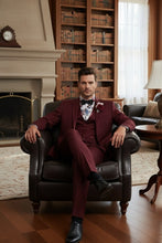 "Syracuse" Burgundy Vinci 2-Button Notch Tuxedo (3-Piece Set)