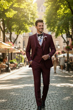 "Syracuse" Burgundy Vinci 2-Button Notch Tuxedo (3-Piece Set)