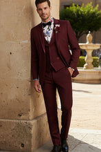 Vinci "Syracuse" Burgundy Vinci 2-Button Notch Tuxedo (3-Piece Set)