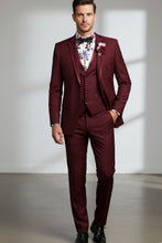 Vinci "Syracuse" Burgundy Vinci 2-Button Notch Tuxedo (3-Piece Set)