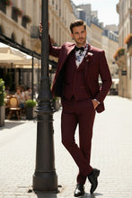 Vinci "Syracuse" Burgundy Vinci 2-Button Notch Tuxedo (3-Piece Set)