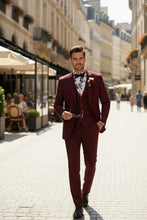 Vinci "Syracuse" Burgundy Vinci 2-Button Notch Tuxedo (3-Piece Set)