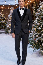 West End "Lexington" Black 1-Button Peak Tuxedo (3-Piece Set)