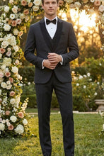 West End "Lexington" Black 1-Button Peak Tuxedo (3-Piece Set)