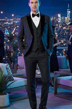 West End "Lexington" Black 1-Button Peak Tuxedo (3-Piece Set)