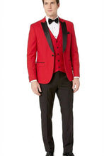 West End "Lexington" Cranberry 1-Button Peak Tuxedo (3-Piece Set)