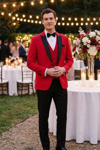 West End "Lexington" Cranberry 1-Button Peak Tuxedo (3-Piece Set)