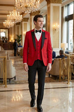 West End "Lexington" Cranberry 1-Button Peak Tuxedo (3-Piece Set)