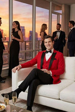 West End "Lexington" Cranberry 1-Button Peak Tuxedo (3-Piece Set)