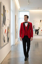 West End "Lexington" Cranberry 1-Button Peak Tuxedo (3-Piece Set)