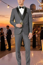 West End "Lexington" Grey 1-Button Peak Tuxedo (3-Piece Set)