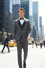 West End "Lexington" Grey 1-Button Peak Tuxedo (3-Piece Set)