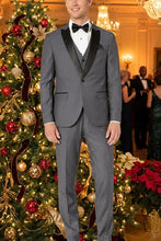 West End "Lexington" Grey 1-Button Peak Tuxedo (3-Piece Set)