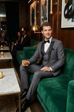 West End "Lexington" Grey 1-Button Peak Tuxedo (3-Piece Set)