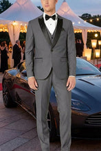 West End "Lexington" Grey 1-Button Peak Tuxedo (3-Piece Set)