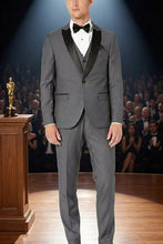 West End "Lexington" Grey 1-Button Peak Tuxedo (3-Piece Set)