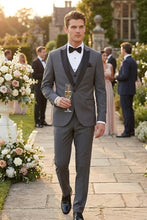 West End "Lexington" Grey 1-Button Peak Tuxedo (3-Piece Set)