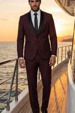 West End "Rowan" Burgundy 1-Button Shawl Tuxedo (2-Piece Set)