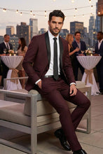 West End "Rowan" Burgundy 1-Button Shawl Tuxedo (2-Piece Set)