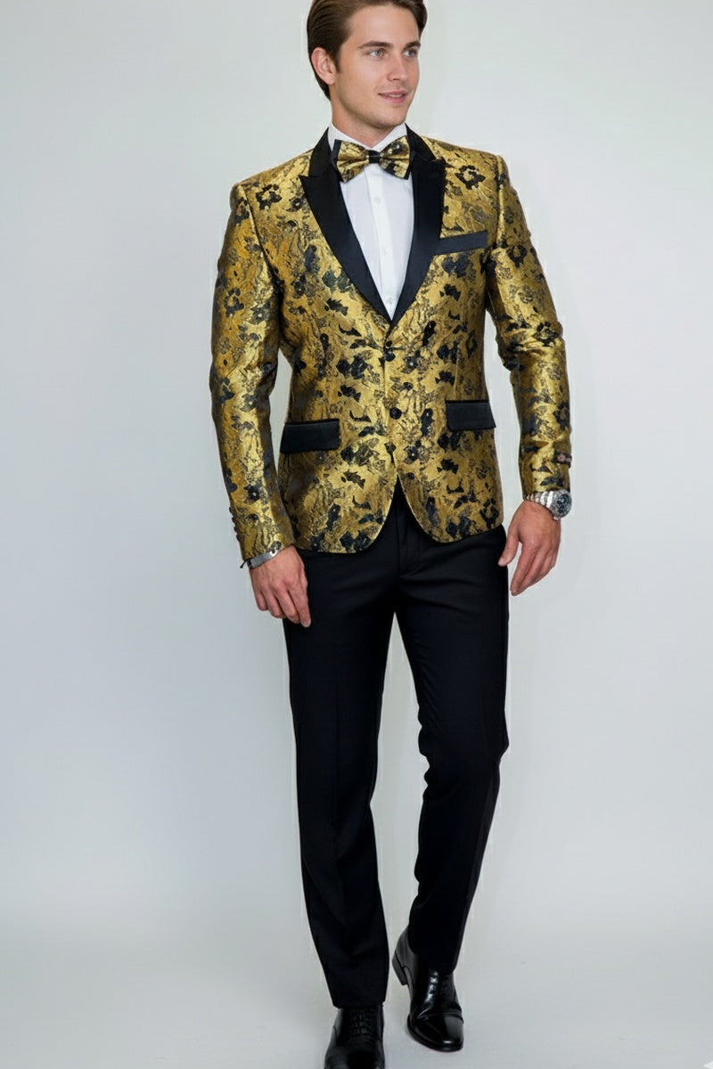 Xander Xiao Amsterdam Gold Tuxedo Jacket (Separates) M Slim Xander Xiao Amsterdam Gold Tuxedo Jacket (Separates) M Slim