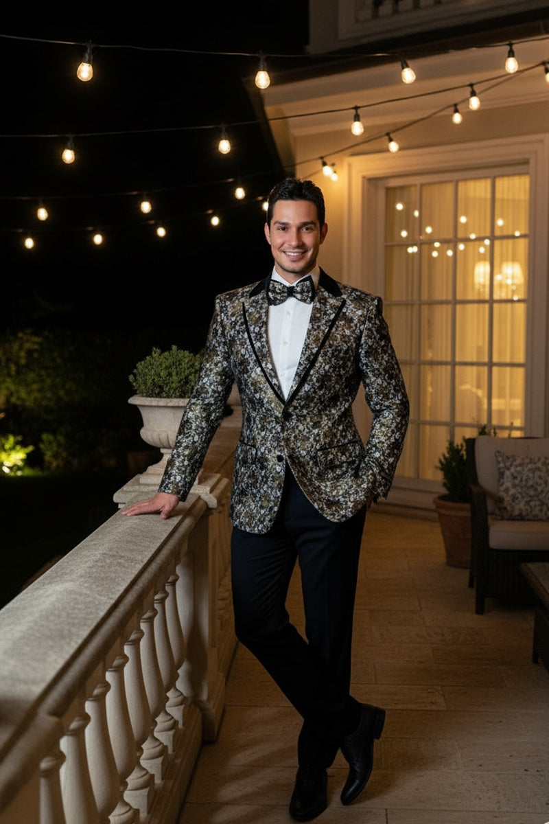 Xander Xiao Mystic Black & Gold Blazer Jacket (Separates) M Modern Xander Xiao Mystic Black & Gold Blazer Jacket (Separates) M Modern