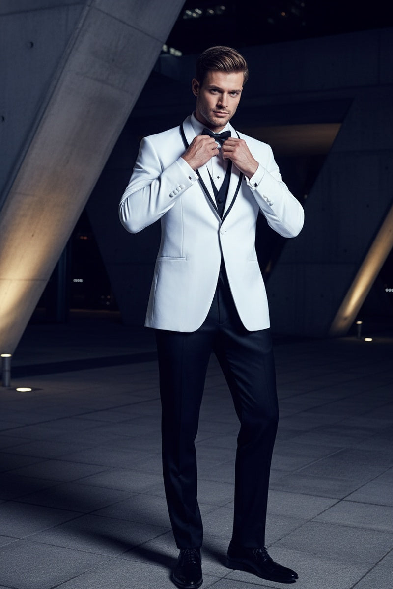 "Xavier" White Tuxedo Jacket