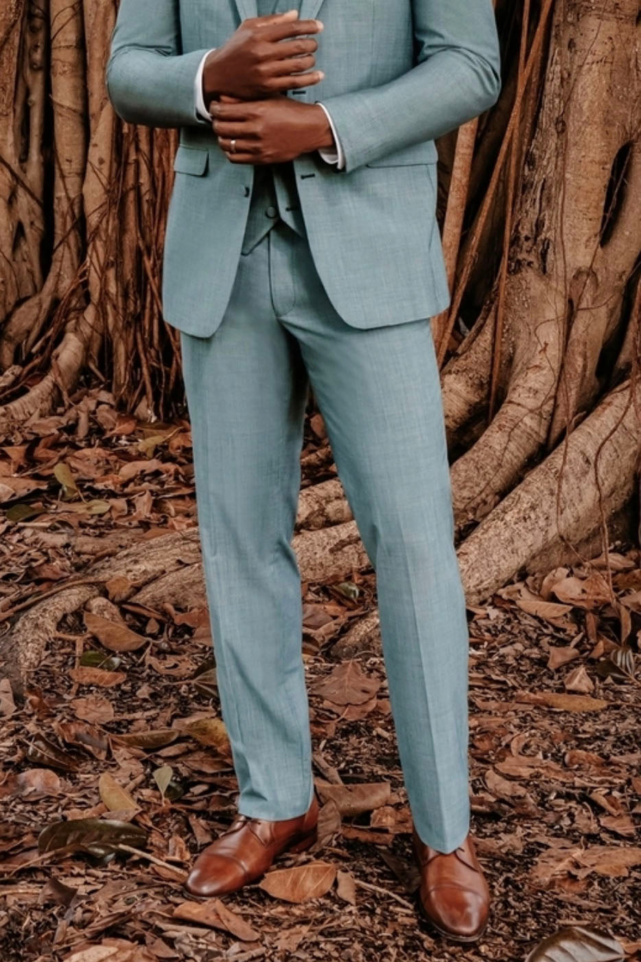 "Brunswick" Sea Glass Slim Suit Pants