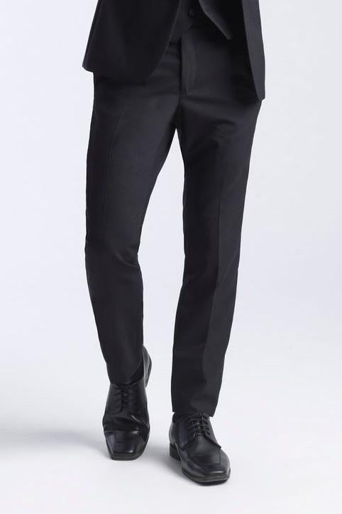 Allure Men "Essentials" Black Wool Plain Front Tuxedo Pants