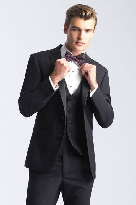 Allure Men "Essentials" Black Wool Tuxedo Vest