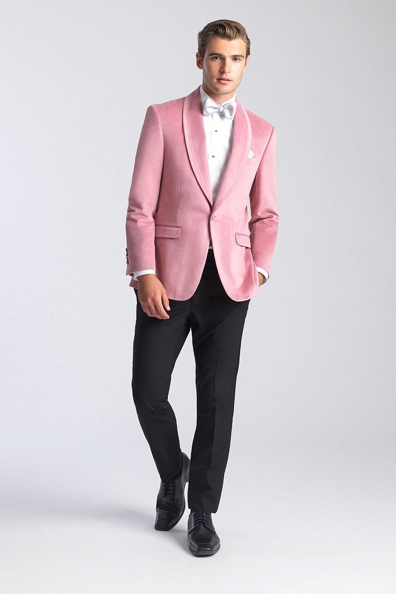 Allure Men Venice Dusty Rose Velvet Dinner Jacket (Separates) 36R Ultra Slim
