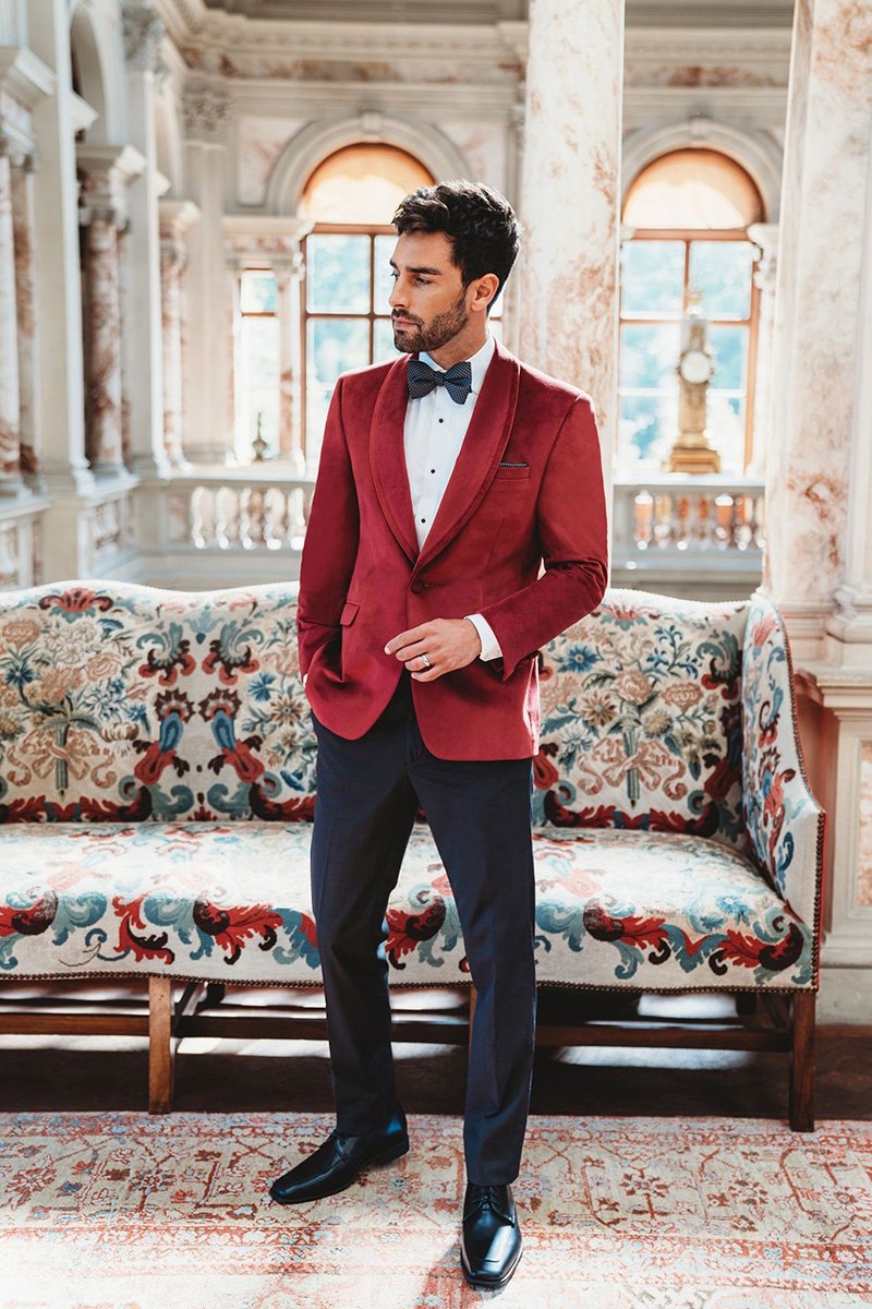 Venice Ruby Red Velvet Dinner Jacket (Separates)